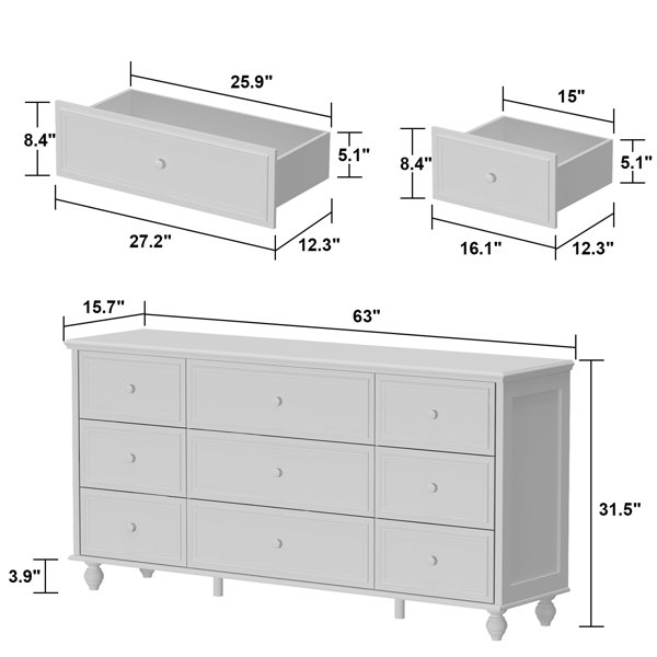 Alcott Hill® Harpster 9 Drawer Dresser & Reviews Wayfair